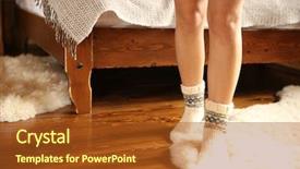  Presentation with socks - Presentation theme featuring woman in warm socks background and a tawny brown colored foreground