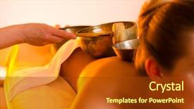  Presentation with singing bowl - Audience pleasing theme consisting of setting having a singing bowl backdrop and a tawny brown colored foreground