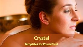  Presentation with singing bowl - Cool new slides with woman in wellness and spa setting having a singing bowl massage therapy backdrop and a crimson colored foreground