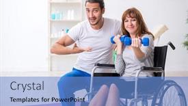  Presentation with sport coach - Cool new theme with woman-in-wheel-chair-doing backdrop and a teal colored foreground