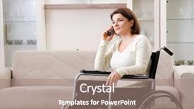  Presentation with home loan interest - Presentation theme with woman in wheelchair at home background and a coral colored foreground
