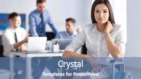  Presentation with upset - Presentation design featuring woman in wheelchair at workplace background and a ocean colored foreground