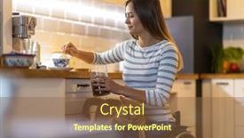  Presentation with wheelchair - Presentation theme consisting of woman-in-wheelchair-in-kitchen background and a tawny brown colored foreground