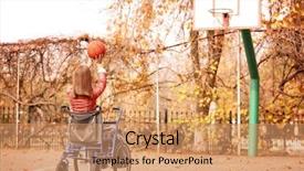  Presentation with young children playing multicultural - Presentation design consisting of woman in wheelchair playing basketball background and a coral colored foreground