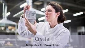  Presentation with cube - Amazing PPT theme having woman-in-white-coat backdrop and a light blue colored foreground