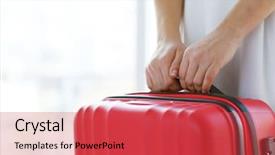  Presentation with red - Presentation featuring woman in white dress holding background and a red colored foreground