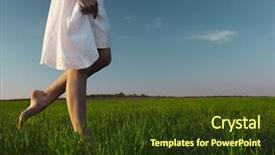  Presentation with meadow - Amazing slides having young woman in white dress backdrop and a tawny brown colored foreground