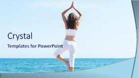  Presentation with woman sport - Theme consisting of woman in white sporty clothes background and a sky blue colored foreground