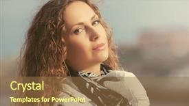  Presentation with city street - PPT layouts with woman in white trench coat background and a tawny brown colored foreground