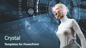  Presentation with hologram - Audience pleasing presentation theme consisting of woman in white with hologram backdrop and a ocean colored foreground