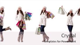  Presentation with christmas borders winter - Presentation theme having woman in winter clothing doing background and a lemonade colored foreground