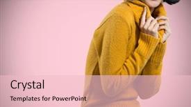  Presentation with pink and white - Audience pleasing PPT layouts consisting of woman in winter clothing posing backdrop and a lemonade colored foreground