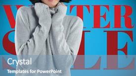  Presentation with winter blue - PPT theme consisting of woman in winter clothing posing background and a teal colored foreground