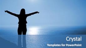  Presentation with worship woman - Slide set enhanced with woman in worship position may background and a teal colored foreground