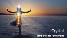  Presentation with sunset beach - Presentation theme enhanced with woman-in-yoga-pose background and a tawny brown colored foreground