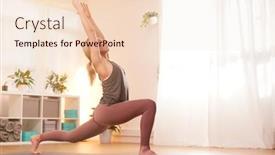  Presentation with exercise-mat - Slide deck featuring woman-in-yoga-studio-standing background and a lemonade colored foreground