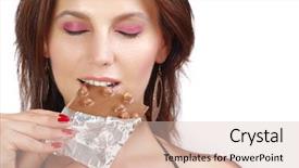  Presentation with chocolate - Presentation design having woman ingenuity - satisfying a chocolate craving background and a  colored foreground