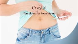  Presentation with fluid - Colorful PPT theme enhanced with woman injecting fluid in her stomach on white background backdrop and a lemonade colored foreground