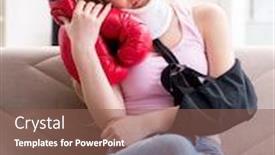  Presentation with woman sport - Colorful slide deck enhanced with woman-injured-during-sport-game backdrop and a violet colored foreground