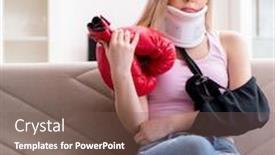  Presentation with woman sport - Audience pleasing PPT layouts consisting of woman-injured-during-sport-game backdrop and a violet colored foreground