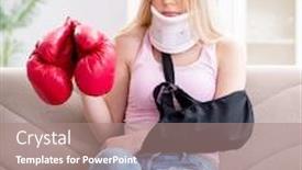  Presentation with woman sport - Slide set consisting of woman-injured-during-sport-game background and a coral colored foreground