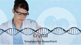  Presentation with abstract medical - Presentation with woman interacting with 3d dna background and a light blue colored foreground