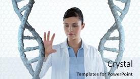  Presentation with dna - Colorful slides enhanced with woman interacting with 3d dna backdrop and a light blue colored foreground