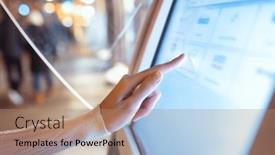  Presentation with payment - Presentation theme having woman-interacts-with-the-screen background and a coral colored foreground