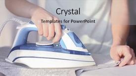  Presentation with ironing - Slides with woman ironing cloth on board background and a light gray colored foreground