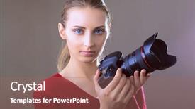  Presentation with proffessional - Theme with woman is a proffessional photographer background and a  colored foreground