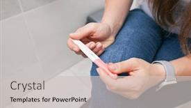  Presentation with pregnancy - Audience pleasing slide deck consisting of woman-is-checking-the-pregnancy backdrop and a soft green colored foreground