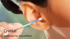  Presentation with cotton - Presentation design featuring woman is cleaning her ear background and a coral colored foreground
