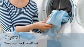  Presentation with laundry - Audience pleasing PPT layouts consisting of woman-is-doing-laundry backdrop and a light blue colored foreground
