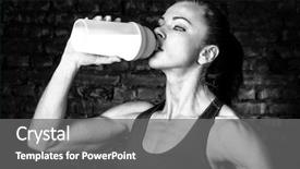  Presentation with sports nutrition - Presentation theme consisting of woman is drinking sports nutrition background and a gray colored foreground