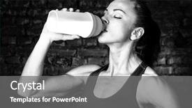  Presentation with sports nutrition - Theme consisting of woman is drinking sports nutrition background and a gray colored foreground
