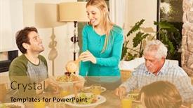  Presentation with extended family - Cool new presentation design with woman-is-filling-dish backdrop and a yellow colored foreground