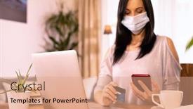  Presentation with credit card - Theme enhanced with woman-is-holding-credit-card background and a coral colored foreground