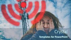  Presentation with cellular network - Slide deck having her head near the bts background and a ocean colored foreground