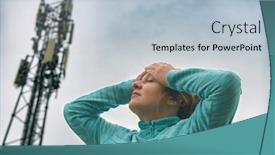  Presentation with bts - Audience pleasing slide deck consisting of woman-is-holding-her-head backdrop and a light blue colored foreground