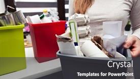  Presentation with garbage - Slide set having woman-is-holding-the-full background and a dark gray colored foreground