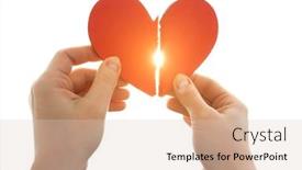  Presentation with broken heart - Slide set enhanced with woman-is-holding-two-parts background and a lemonade colored foreground