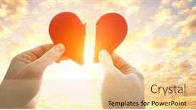  Presentation with broken heart - Presentation theme consisting of woman-is-holding-two-parts background and a lemonade colored foreground