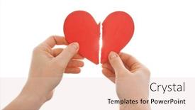  Presentation with broken heart - Amazing PPT theme having woman-is-holding-two-parts backdrop and a lemonade colored foreground