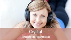  Presentation with teen - Amazing presentation theme having woman is listening the music backdrop and a coral colored foreground