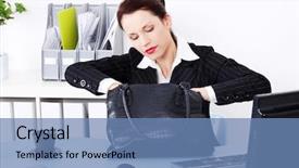  Presentation with office - Cool new presentation design with woman is looking for something backdrop and a  colored foreground