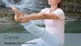  Presentation with waterfall woman - PPT theme having woman-is-practicing-yoga background and a light blue colored foreground