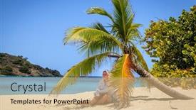  Presentation with virgin islands - Colorful theme enhanced with woman-is-resting-in-shade backdrop and a coral colored foreground