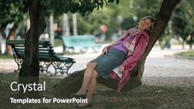  Presentation with tree roots - Presentation consisting of woman-is-resting background and a dark gray colored foreground