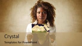  Presentation with africa map - PPT layouts consisting of woman is showing a map background and a coral colored foreground