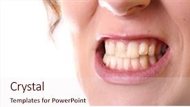  Presentation with angry teen - Slides having woman is showing her teeth background and a  colored foreground